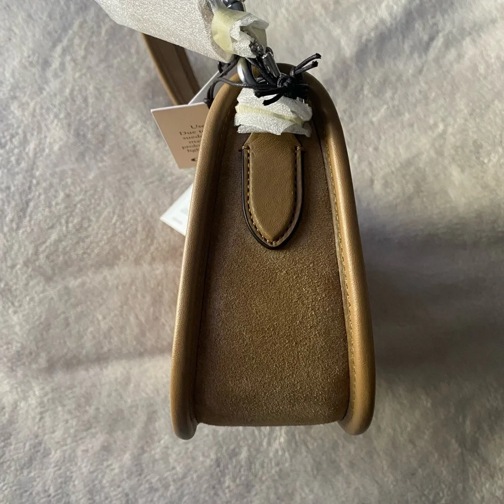 NWOT Coach Swinger Suede Shoulder Bag in color Peanut - Picture 6 of 13
